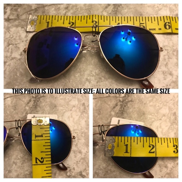 LAST 1! Mirrored Aviators Blue Purple Sunnies Gold - Picture 7 of 8